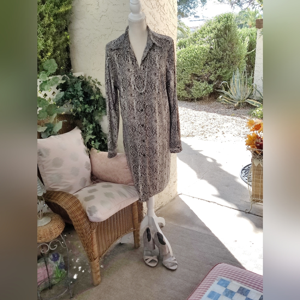 Norma Kamali Snakeskin Button Front Dress, XL